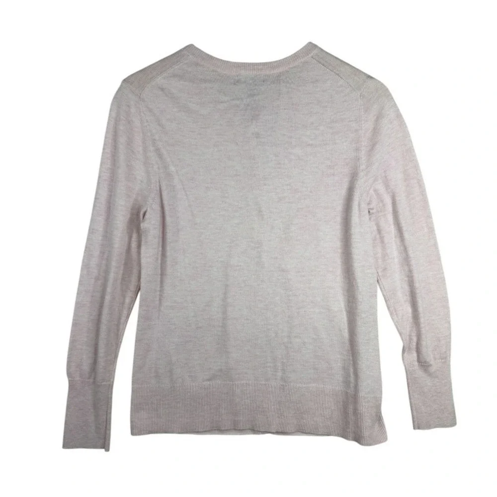Eddie Bauer Womens Classic Crew Neck Cardigan Sweater Size Medium Light Pink_2